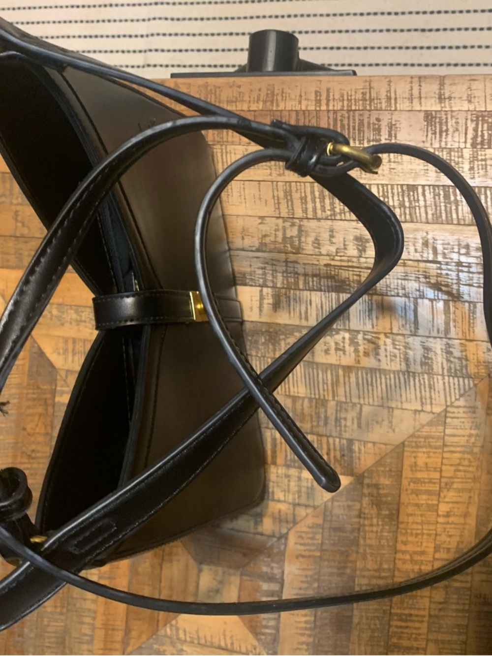 Miztique Black Faux Leather Shoulder Bag with Gold Accent - Picture 10 of 11